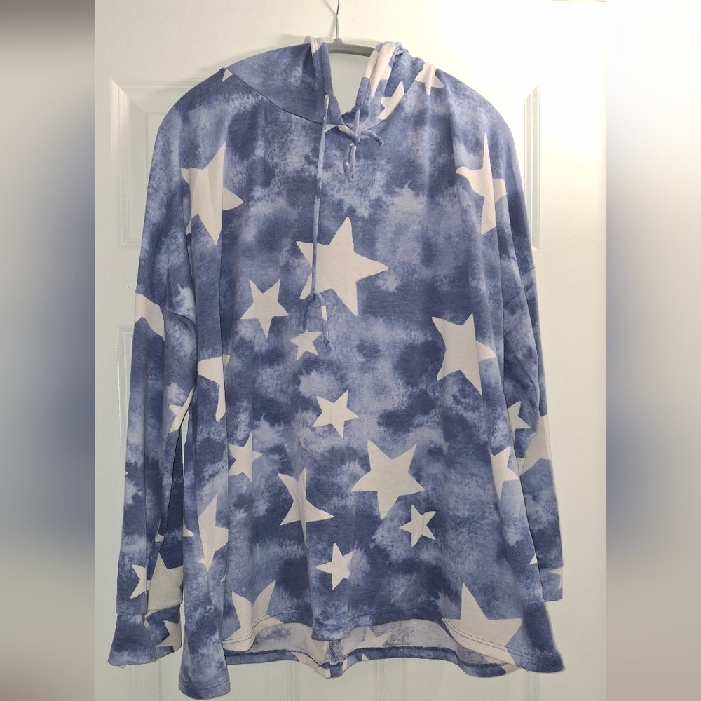 ⭐ Sew In Love 3X Light Blue Star Tie-Dye Hoodie